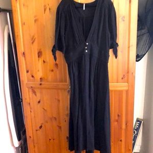 Free People long black button front cotton dress never worn L